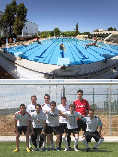 Equipo campen de futbol 7 y pruebas de natacin