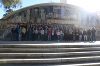 Foto de familia de los participantes hoy de Caf con Ciencia en Rabanales 