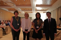 Hillary Bollan, presidenta de la Sociedad Internacional de Espectrometra de Movilidad Inica; Carmen Pueyo, vicerrectora de Investigacin; Lourdes Arce, organizadora del congreso; y Manuel Aguilar, vicedecano de Calidad y Extensin Universitaria de la Facultad de Ciencias.